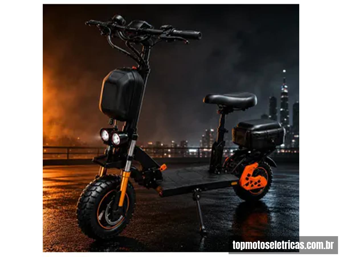 Scooter Elétrica Tui 1000w é Boa? Análise 2026 3 Detalhe da bateria e painel da Scooter Elétrica Tui 1000w